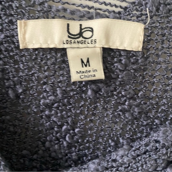 Ya Los Angeles 3/4 Sleeve Button Up V neck Open Crochet Sweater Cardigan size M - Picture 3 of 6